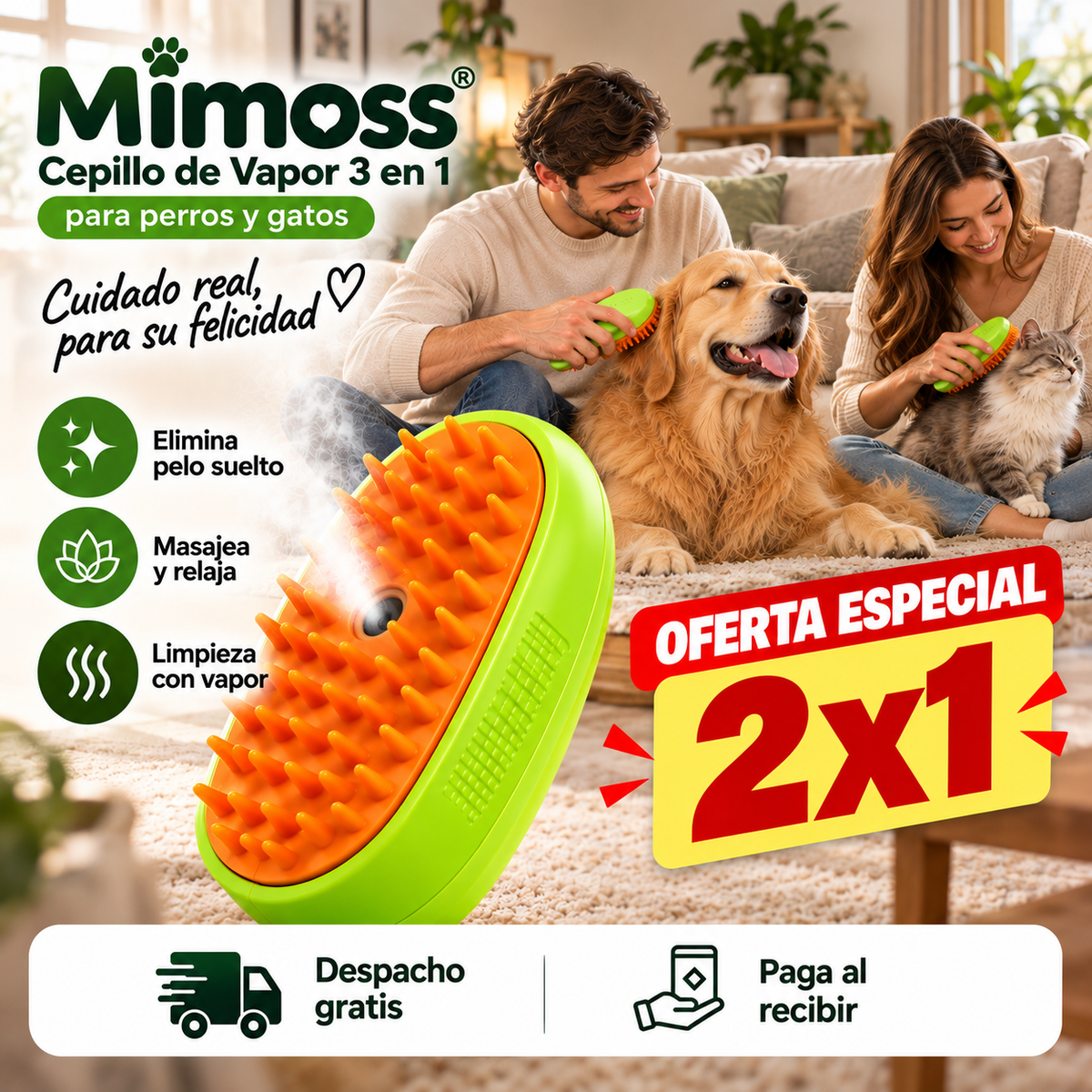 Mimoss - Cepillo Vapor Mascotas